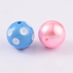 ラウンド分厚いアクリルフーセンガム風ボールビーズ  ミックスカラー  20mm  穴：3mm  約12個/50g&nbsp;OACR-X0005