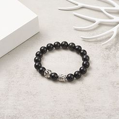 Natural Obsidian Beads Stretch Bracelets&nbsp;BJEW-JB03849-03