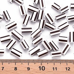 ガラス竹ビーズ  不透明な色が染み込む  丸い穴  ブラック  8~10x4mm  穴：1.8mm  約200個/50g&nbsp;X-SEED-S055-A-006