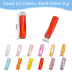 12色のガラスツイストビューグルビーズ  銀並ぶ  丸い穴  ミックスカラー  6x2mm  穴：0.8mm  約295PCS /カラー  3540個/箱&nbsp;SEED-PH0002-17B