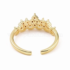 Clear Cubic Zirconia Crown Open Cuff Ring&nbsp;RJEW-B028-22G