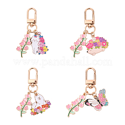 Flower Alloy Enamel Pendant Decoration&nbsp;HJEW-YW00050-01