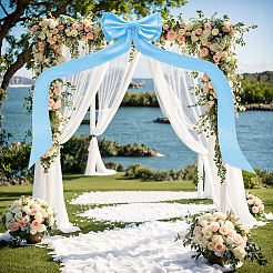 布製の大きな蝶結びの背景飾り  結婚式のパーティーの装飾に  ライトスカイブルー  2030x465x30mm&nbsp;DIY-WH0622-470B