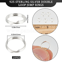 20Pcs 925 Sterling Silver Double Loop Jump Rings&nbsp;STER-BBC0002-11B-S