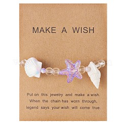 Alloy & Glass & Resin Shell Shape & Starfish Beaded Bracelets for Women&nbsp;WG1412B-01