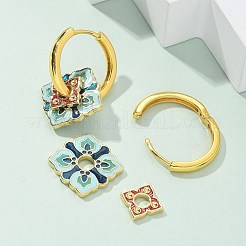 Brass Rhombus Hoop Earrings&nbsp;EJEW-R016-13G-04