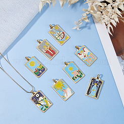 8Pcs 8 Styles Tarot 304 Stainless Steel Enamel Pendants&nbsp;STAS-DC0017-30