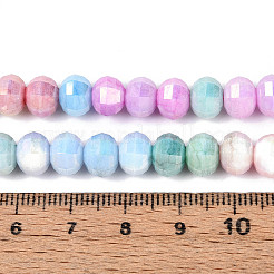 変色防止電気メッキガラスビーズ連売り  天然石風  ロンデル  多面カット  ミックスカラー  7~8x6~6.5mm  穴：1~1.2mm  約59~61個/連  14.37~14.76インチ（36.5~37.5cm）&nbsp;GLAA-N029-8mm-01