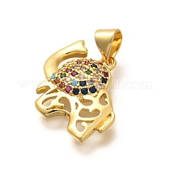 Rack Plating Brass Micro Pave Cubic Zirconia Pendants&nbsp;KK-L226-028G