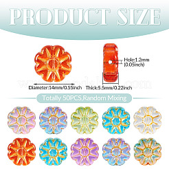 50Pcs Baking Paint and Golden Metal Enlaced Glass Beads&nbsp;DGLA-TA0001-55