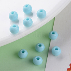 不透明なアクリルビーズ  ラウンド  空色  6x5mm  穴：1.8mm  約4400個/500g&nbsp;MACR-S370-C6mm-A07