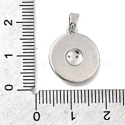 真鍮製マイクロパヴェキュービックジルコニアペンダント  フラットラウンド、サンチャーム付き  プラチナ  17x15x2mm  穴：5x2.5mm&nbsp;KK-P336-20P