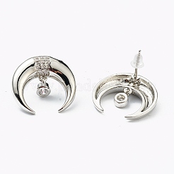 Brass Micro Pave Clear Cubic Zirconia Stud Earrings&nbsp;EJEW-L234-044P