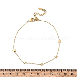 女性用304ステンレススチール製スターリンクブレスレット  イオンプレーティング（ip）  18KGP本金メッキ  8-3/4インチ（22.1cm）&nbsp;BJEW-K237-20G