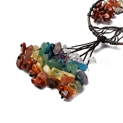 Wire Wrapped Chakra Chips Natural Gemstone Big Pendant Decorations&nbsp;HJEW-H057-02D-01