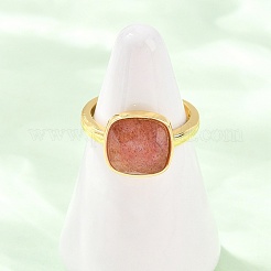 Natural Strawberry Quartz Finger Rings with Brass Findings&nbsp;G-H353-04G-05
