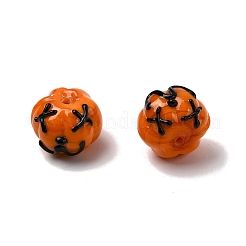 手作りランプワークビーズ  ハロウィンカボチャ  オレンジ  10.5~11.5x14.5x14~14.5mm  穴：1.6mm&nbsp;LAMP-B032-01