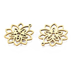 イオンプレーティング（IP）201ステンレスペンダント  花  18KGP本金メッキ  28x25x1.5mm  穴：1.4mm&nbsp;STAS-N098-050LG