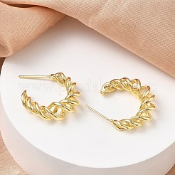 女性用ツイスト真鍮スタッドピアス  ハーフフープピアス  ゴールドカラー  22x23x6.5mm&nbsp;KK-CBAD851-29G
