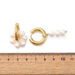 304 Stainless Steel & Freshwater Pearl Asymmetric Hoop Earrings&nbsp;EJEW-S254-01G