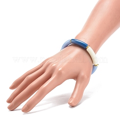 Imitation Jade Acrylic Curved Tube Beaded Stretch Bracelet for Women&nbsp;BJEW-JB08436-01