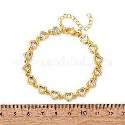 Brass Micro Pave Clear Cubic Zirconia Link Bracelets for Women&nbsp;BJEW-D342-02G