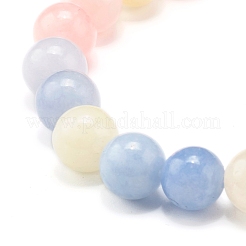 Natural White Jade(Dyed) Imitation Morganite Beads Stretch Bracelet for Men Women for Her&nbsp;BJEW-JB06990-03