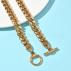8mm 304ステンレススチール製キューバンリンクチェーン（メンズネックレス）  イオンプレーティング（ip）  18KGP本金メッキ  25.39インチ（64.5cm）&nbsp;NJEW-G193-01G