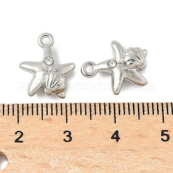 合金ラインストーンチャーム  ラックめっき  鉛フリー＆カドミウムフリー  プラチナ  ヒトデ  14x11.5x4mm  穴：1.4mm&nbsp;PALLOY-F316-02A-P