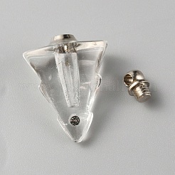 ガラス瓶のロケットペンダント  髪の記念品壷チャーム  三角形  透明  23x15x8.5mm  穴：1.8mm&nbsp;GLAA-WH0033-61