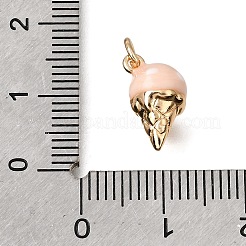 エナメルチャーム付き真鍮  アイスクリームのチャーム  18KGP本金メッキ  桃パフ  13x7mm  穴：3.5mm&nbsp;KK-N290-17G-01
