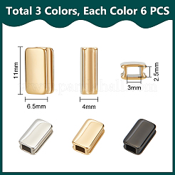 6個3色304ステンレススチールビーズ  イオンプレーティング（ip）  長方形  ミックスカラー  11x6.5x4mm  穴：2.5x3mm  2個/カラー&nbsp;STAS-UN0021-03