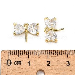 真鍮製マイクロパヴェキュービックジルコニアチャーム  トンボ  18KGP本金メッキ  透明  10.5x13.5x4.5mm  穴：1.4mm&nbsp;KK-B142-09G-01