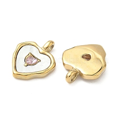 304 Stainless Steel Light Rose Rhinestone Pave Natural White Shell Pendants&nbsp;STAS-C134-25G