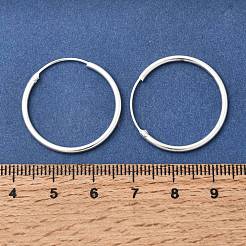 真鍮製フープピアス  カドミウムフリー＆鉛フリー  リング  925銀メッキ  25x1.5mm&nbsp;EJEW-G474-01S-04