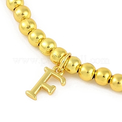 真鍮ペンダントブレスレット  18KGP本金メッキ  文字F  0.16インチ（0.4cm）  内径：2.17インチ（5.5cm）  ペンダント：10~10.5x2.5~8mm&nbsp;BJEW-B105-01G-F