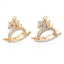 Brass Micro Pave Clear Cubic Zirconia Peg Bails Pendants&nbsp;KK-N232-232
