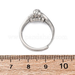 不安を和らげる女性用真鍮マイクロパヴェクリアキュービックジルコニア指輪  プラチナ  10.5mm  内径：usサイズ7 3/4（17.9mm）&nbsp;RJEW-S624-05P-01