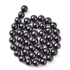 環境に優しいガラスパールビーズ  パールカラーの  ラウンド  ブラック  10mm  穴：1.2~1.5mm  約40個/連  16''（40.64センチメートル）&nbsp;HY-J002-10mm-HX068