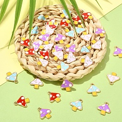 40色の秋をテーマにした合金エナメルチャーム4個。  カドミウムフリー＆鉛フリー  キノコ  ミックスカラー  15x13x1.5mm  穴：1.5mm  10個/カラー&nbsp;ENAM-CJ0002-98