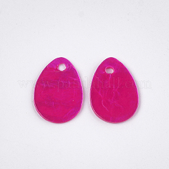スプレー塗装カピスシェルペンダント  ティアドロップ  マゼンタ  13x9~10x1mm  穴：1mm&nbsp;LS-SSHEL-T006-10A