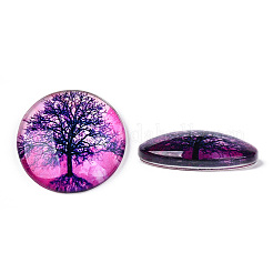 Half Round/Dome Tree Pattern Glass Flatback Cabochons for DIY Projects&nbsp;GGLA-Q037-25mm-M28-07