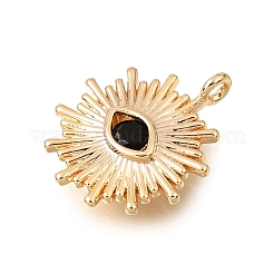 Brass Pave Black Cubic Zirconia Charms&nbsp;KK-CBA2395-02G