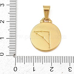 海をテーマにした304ステンレススチールペンダント  ゴールドカラー  カニとフラットラウンド  20.5x17.5x2mm  穴：6x3mm&nbsp;STAS-K315-01E-G