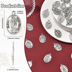 30個 6スタイル 宗教 チベットスタイル 合金ペンダント  楕円形のチャーム  鉛フリー＆カドミウムフリー  ミックスカラー  26x16.5x3mm  穴：1.5mm  約5個/スタイル&nbsp;FIND-Yw0011-57