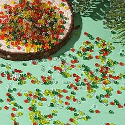 4色のクリスマス8/0つの透明なガラスの丸いシードビーズ  ミックスカラー  3mm  穴：1mm  約10000個/袋&nbsp;SEED-X0058-02