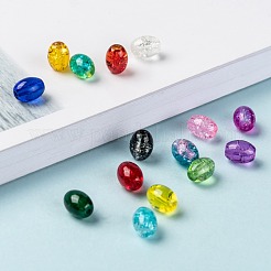 15 Colors Transparent Crackle Glass Beads&nbsp;CCG-X0011-01-6x8mm