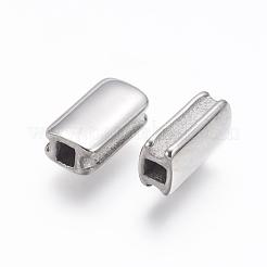 変色しにくい304ステンレススチールビーズ  長方形  ステンレス鋼色  11x6.5x4mm  穴：2.5x3mm&nbsp;STAS-E130-01P