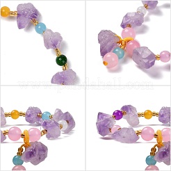 Nuggets Natural Amethyst Stretch Beaded Bracelets&nbsp;BJEW-H546-01