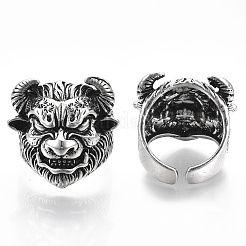 Adjustable Tibetan Style Alloy Cuff Rings&nbsp;RJEW-T009-10AS